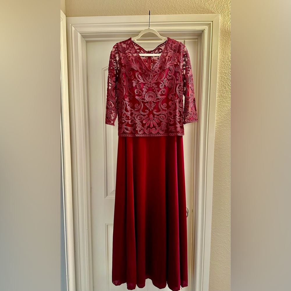 Final Markdown Soulmates Burgundy Embroidered Long Dress